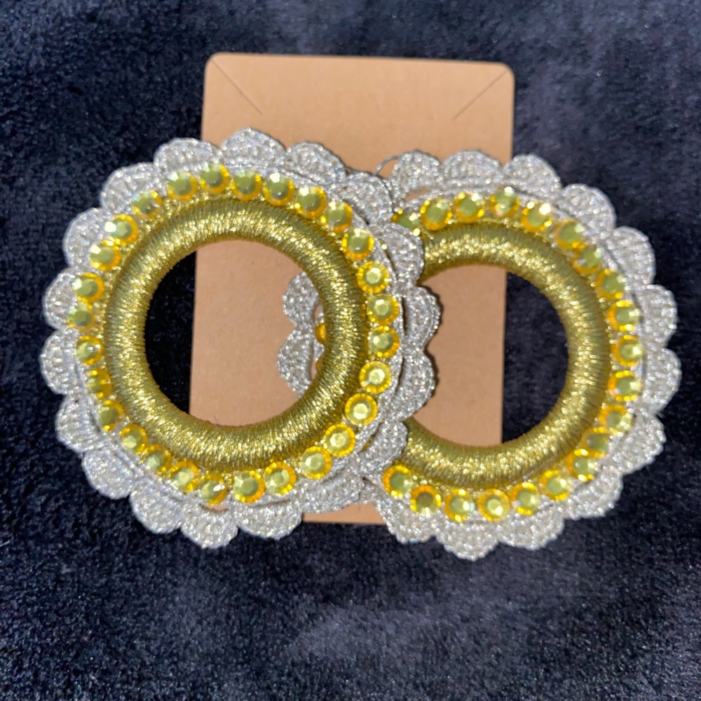 Crochet Elegant Gold and Silver Hoop Earrings